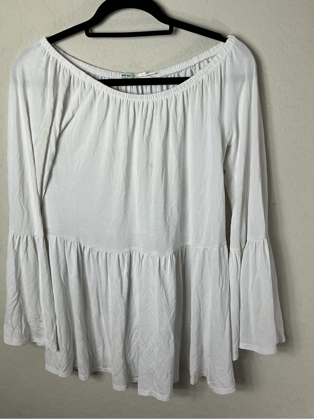 Kimchi Blue Womens White Off The Shoulder Bell Sleeve Blouse Medium